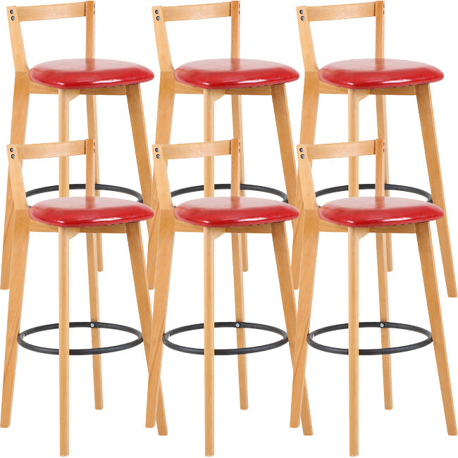 Scandinavian Wood Counter Stool Kitchen Furniture in Matte Finish Red 6 Piece Set Clearhalo 'Bar Furniture' 'Bar Stools' 'bar_stools' 'furn' 'furn_bar_stools' 'Furniture' 'Kitchen & Dining Furniture' 5946995