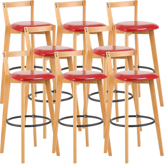 Scandinavian Wood Counter Stool Kitchen Furniture in Matte Finish Red 8 Piece Set Clearhalo 'Bar Furniture' 'Bar Stools' 'bar_stools' 'furn' 'furn_bar_stools' 'Furniture' 'Kitchen & Dining Furniture' 5946996