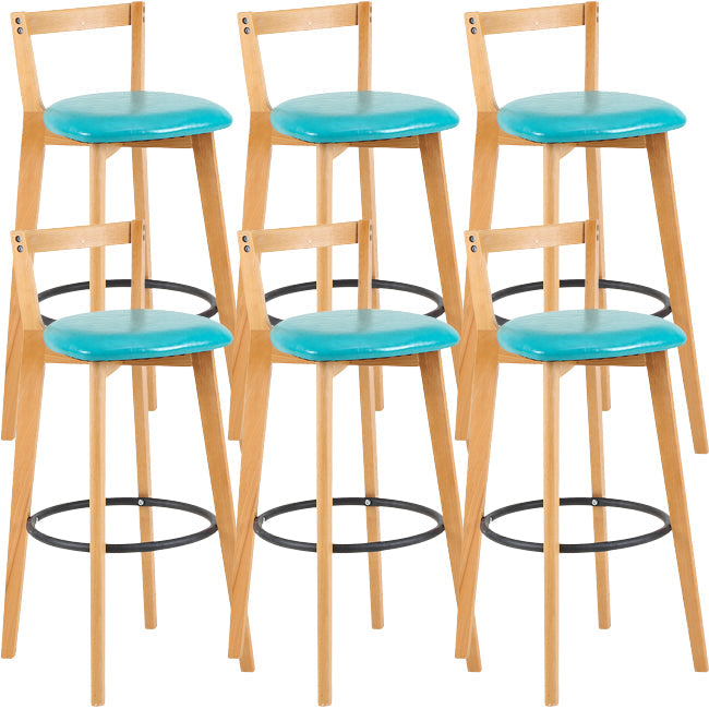 Scandinavian Wood Counter Stool Kitchen Furniture in Matte Finish Light Blue 6 Piece Set Clearhalo 'Bar Furniture' 'Bar Stools' 'bar_stools' 'furn' 'furn_bar_stools' 'Furniture' 'Kitchen & Dining Furniture' 5947005