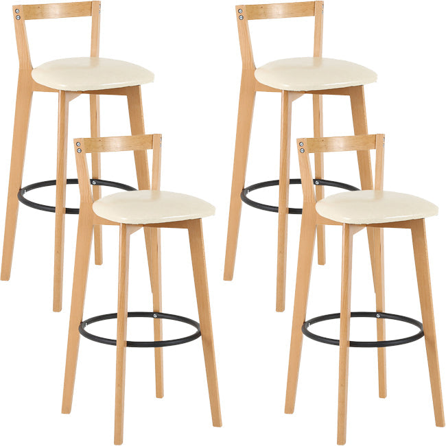 Scandinavian Wood Counter Stool Kitchen Furniture in Matte Finish Off-White 4 Piece Set Clearhalo 'Bar Furniture' 'Bar Stools' 'bar_stools' 'furn' 'furn_bar_stools' 'Furniture' 'Kitchen & Dining Furniture' 5947009