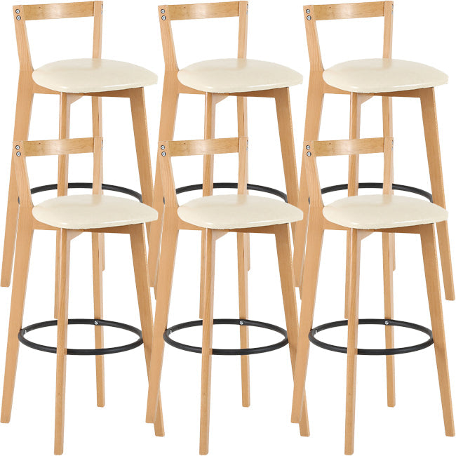 Scandinavian Wood Counter Stool Kitchen Furniture in Matte Finish Off-White 6 Piece Set Clearhalo 'Bar Furniture' 'Bar Stools' 'bar_stools' 'furn' 'furn_bar_stools' 'Furniture' 'Kitchen & Dining Furniture' 5947010