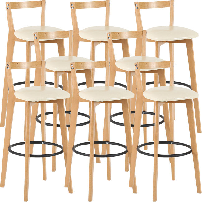 Scandinavian Wood Counter Stool Kitchen Furniture in Matte Finish Off-White 8 Piece Set Clearhalo 'Bar Furniture' 'Bar Stools' 'bar_stools' 'furn' 'furn_bar_stools' 'Furniture' 'Kitchen & Dining Furniture' 5947011