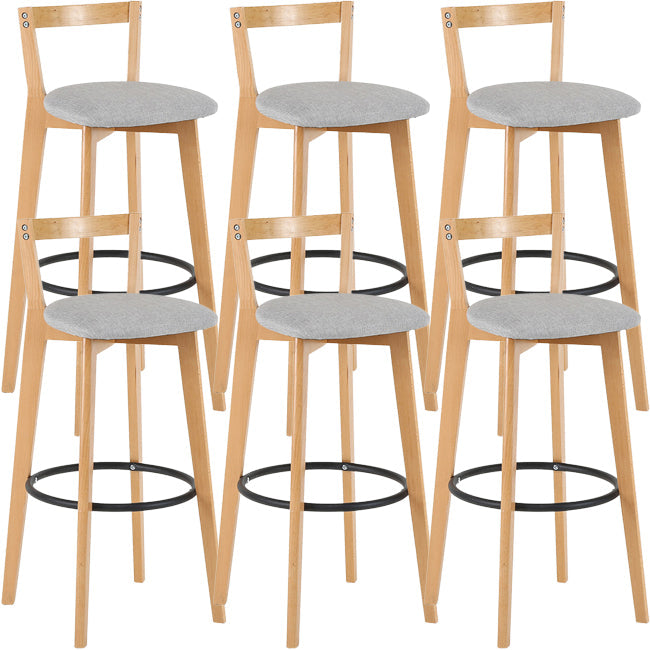 Scandinavian Wood Counter Stool Kitchen Furniture in Matte Finish Light Gray 6 Piece Set Clearhalo 'Bar Furniture' 'Bar Stools' 'bar_stools' 'furn' 'furn_bar_stools' 'Furniture' 'Kitchen & Dining Furniture' 5947015