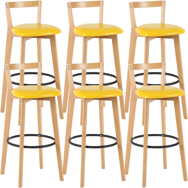 Scandinavian Wood Counter Stool Kitchen Furniture in Matte Finish Yellow 6 Piece Set Clearhalo 'Bar Furniture' 'Bar Stools' 'bar_stools' 'furn' 'furn_bar_stools' 'Furniture' 'Kitchen & Dining Furniture' 5947020