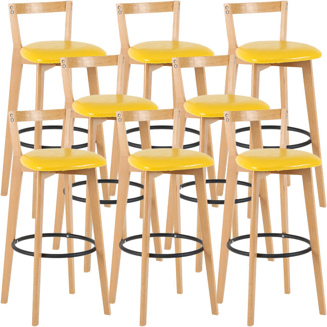 Scandinavian Wood Counter Stool Kitchen Furniture in Matte Finish Yellow 8 Piece Set Clearhalo 'Bar Furniture' 'Bar Stools' 'bar_stools' 'furn' 'furn_bar_stools' 'Furniture' 'Kitchen & Dining Furniture' 5947021