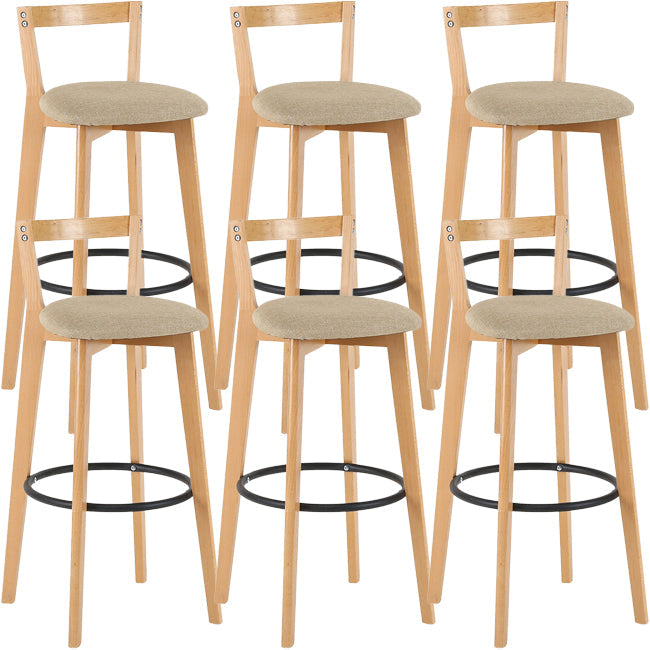 Scandinavian Wood Counter Stool Kitchen Furniture in Matte Finish Khaki 6 Piece Set Clearhalo 'Bar Furniture' 'Bar Stools' 'bar_stools' 'furn' 'furn_bar_stools' 'Furniture' 'Kitchen & Dining Furniture' 5947030