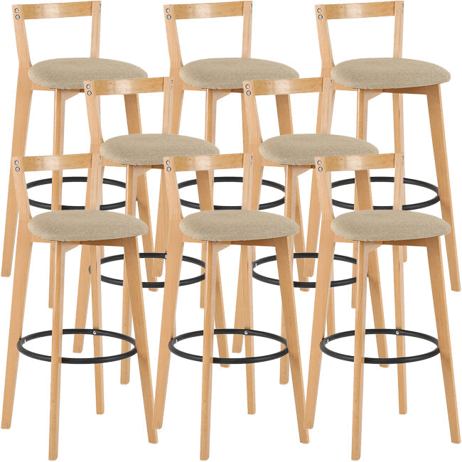 Scandinavian Wood Counter Stool Kitchen Furniture in Matte Finish Khaki 8 Piece Set Clearhalo 'Bar Furniture' 'Bar Stools' 'bar_stools' 'furn' 'furn_bar_stools' 'Furniture' 'Kitchen & Dining Furniture' 5947031
