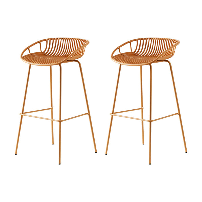 Industrial Metal Stool Metal Low Back Counter Stool in Matte Finish for Kitchen Yellow 2 Piece Set Clearhalo 'Bar Furniture' 'Bar Stools' 'bar_stools' 'furn' 'furn_bar_stools' 'Furniture' 'Kitchen & Dining Furniture' 5947036