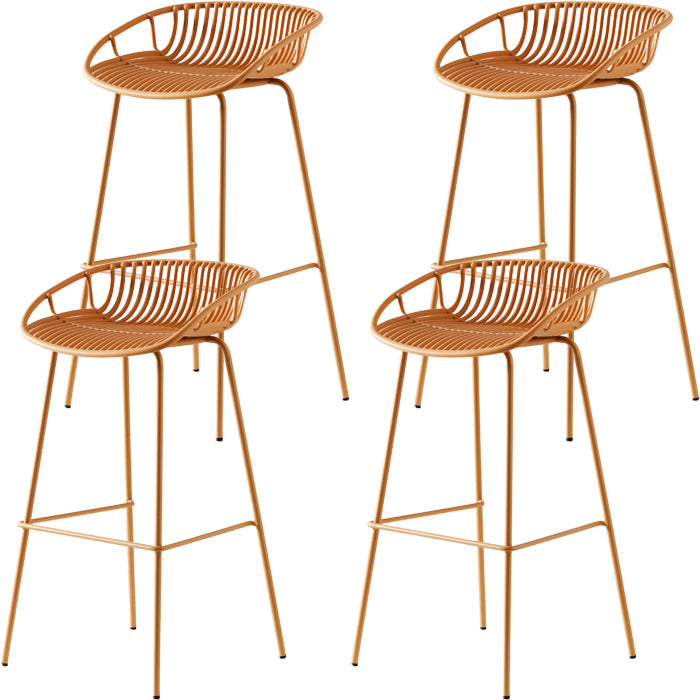 Industrial Metal Stool Metal Low Back Counter Stool in Matte Finish for Kitchen Yellow 4 Piece Set Clearhalo 'Bar Furniture' 'Bar Stools' 'bar_stools' 'furn' 'furn_bar_stools' 'Furniture' 'Kitchen & Dining Furniture' 5947038