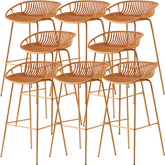 Industrial Metal Stool Metal Low Back Counter Stool in Matte Finish for Kitchen Yellow 8 Piece Set Clearhalo 'Bar Furniture' 'Bar Stools' 'bar_stools' 'furn' 'furn_bar_stools' 'Furniture' 'Kitchen & Dining Furniture' 5947041