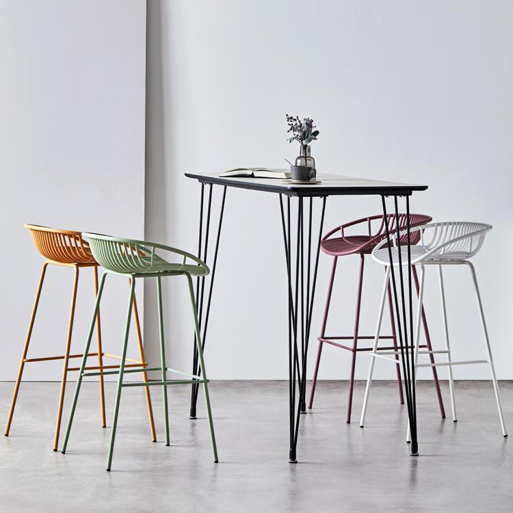 Industrial Metal Stool Metal Low Back Counter Stool in Matte Finish for Kitchen Clearhalo 'Bar Furniture' 'Bar Stools' 'bar_stools' 'furn' 'furn_bar_stools' 'Furniture' 'Kitchen & Dining Furniture' 5947051
