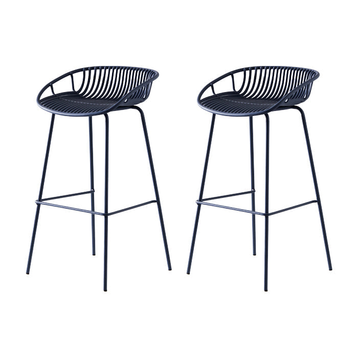 Industrial Metal Stool Metal Low Back Counter Stool in Matte Finish for Kitchen Blue 2 Piece Set Clearhalo 'Bar Furniture' 'Bar Stools' 'bar_stools' 'furn' 'furn_bar_stools' 'Furniture' 'Kitchen & Dining Furniture' 5947055
