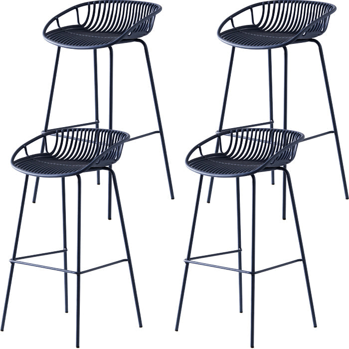 Industrial Metal Stool Metal Low Back Counter Stool in Matte Finish for Kitchen Blue 4 Piece Set Clearhalo 'Bar Furniture' 'Bar Stools' 'bar_stools' 'furn' 'furn_bar_stools' 'Furniture' 'Kitchen & Dining Furniture' 5947057