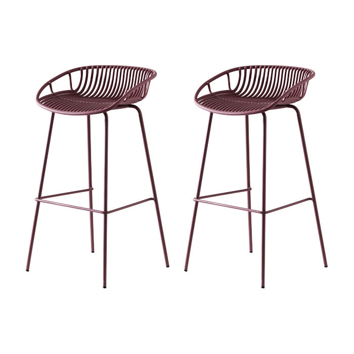 Industrial Metal Stool Metal Low Back Counter Stool in Matte Finish for Kitchen Red 2 Piece Set Clearhalo 'Bar Furniture' 'Bar Stools' 'bar_stools' 'furn' 'furn_bar_stools' 'Furniture' 'Kitchen & Dining Furniture' 5947069