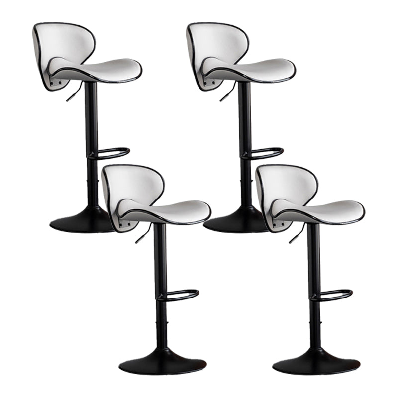 Scandinavian Metal Stool Fabric Upholstered Round Seat Counter Stool in Matte Finish Gray-White 4 Piece Set Clearhalo 'Bar Furniture' 'Bar Stools' 'bar_stools' 'furn' 'furn_bar_stools' 'Furniture' 'Kitchen & Dining Furniture' 5947088