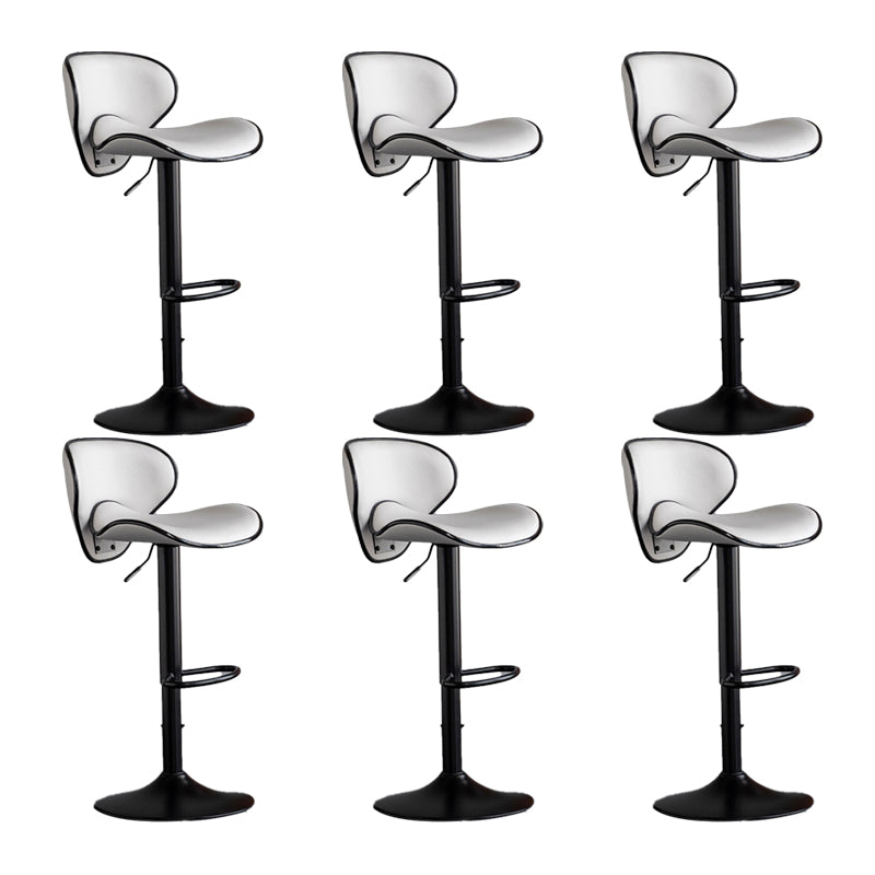 Scandinavian Metal Stool Fabric Upholstered Round Seat Counter Stool in Matte Finish Gray-White 6 Piece Set Clearhalo 'Bar Furniture' 'Bar Stools' 'bar_stools' 'furn' 'furn_bar_stools' 'Furniture' 'Kitchen & Dining Furniture' 5947091