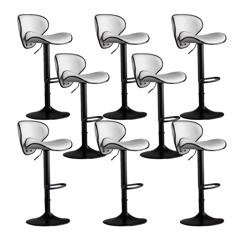 Scandinavian Metal Stool Fabric Upholstered Round Seat Counter Stool in Matte Finish Gray-White 8 Piece Set Clearhalo 'Bar Furniture' 'Bar Stools' 'bar_stools' 'furn' 'furn_bar_stools' 'Furniture' 'Kitchen & Dining Furniture' 5947093