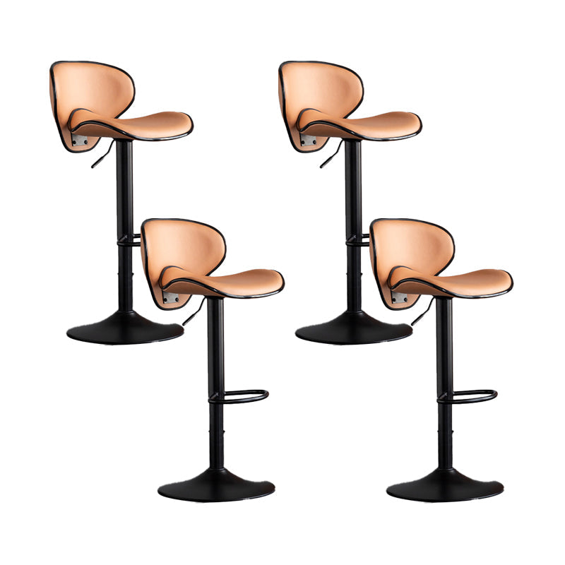 Scandinavian Metal Stool Fabric Upholstered Round Seat Counter Stool in Matte Finish Orange 4 Piece Set Clearhalo 'Bar Furniture' 'Bar Stools' 'bar_stools' 'furn' 'furn_bar_stools' 'Furniture' 'Kitchen & Dining Furniture' 5947099