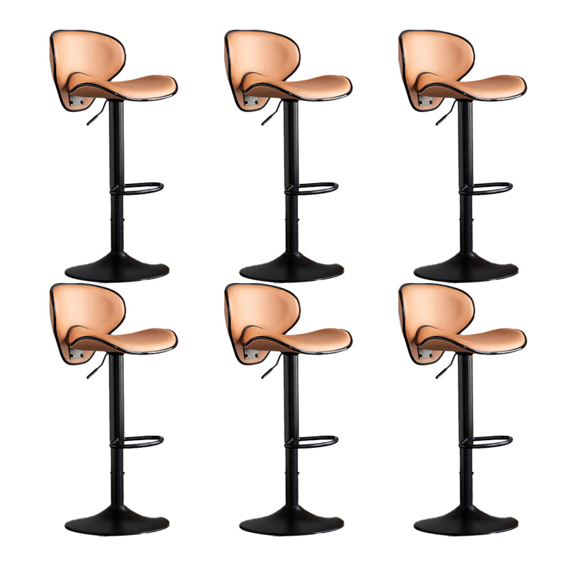 Scandinavian Metal Stool Fabric Upholstered Round Seat Counter Stool in Matte Finish Orange 6 Piece Set Clearhalo 'Bar Furniture' 'Bar Stools' 'bar_stools' 'furn' 'furn_bar_stools' 'Furniture' 'Kitchen & Dining Furniture' 5947101