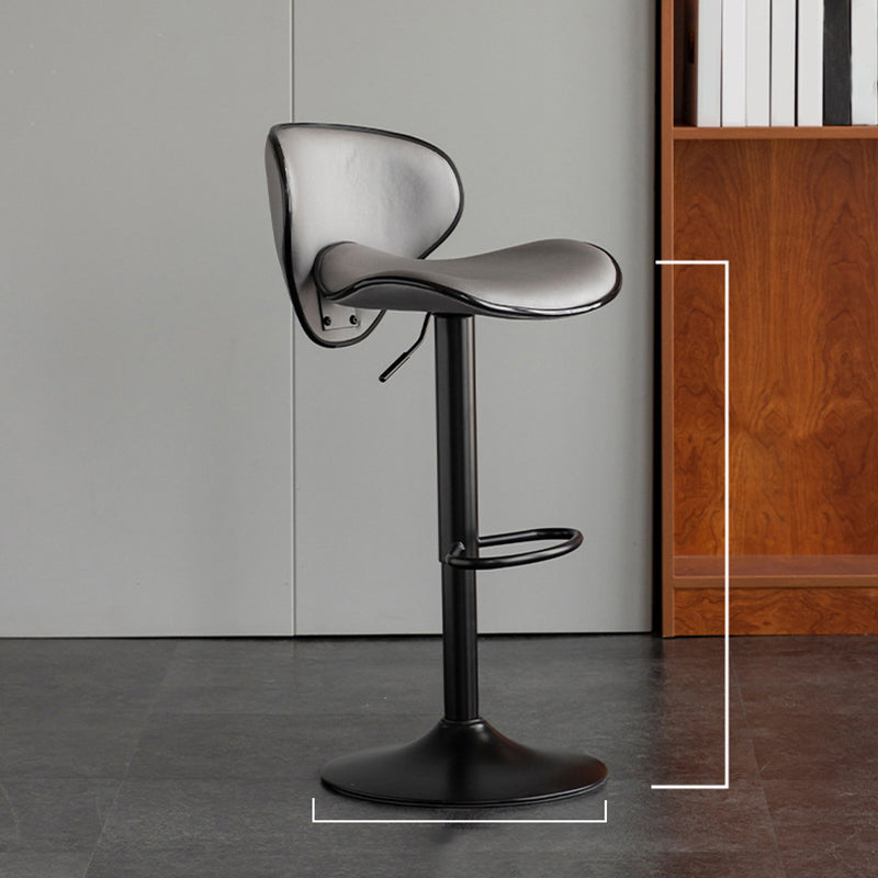 Scandinavian Metal Stool Fabric Upholstered Round Seat Counter Stool in Matte Finish Light Gray 1 Piece Clearhalo 'Bar Furniture' 'Bar Stools' 'bar_stools' 'furn' 'furn_bar_stools' 'Furniture' 'Kitchen & Dining Furniture' 5947110