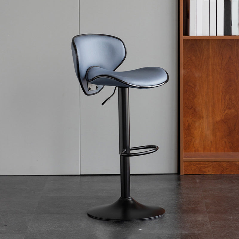 Scandinavian Metal Stool Fabric Upholstered Round Seat Counter Stool in Matte Finish Dark Blue 1 Piece Clearhalo 'Bar Furniture' 'Bar Stools' 'bar_stools' 'furn' 'furn_bar_stools' 'Furniture' 'Kitchen & Dining Furniture' 5947115