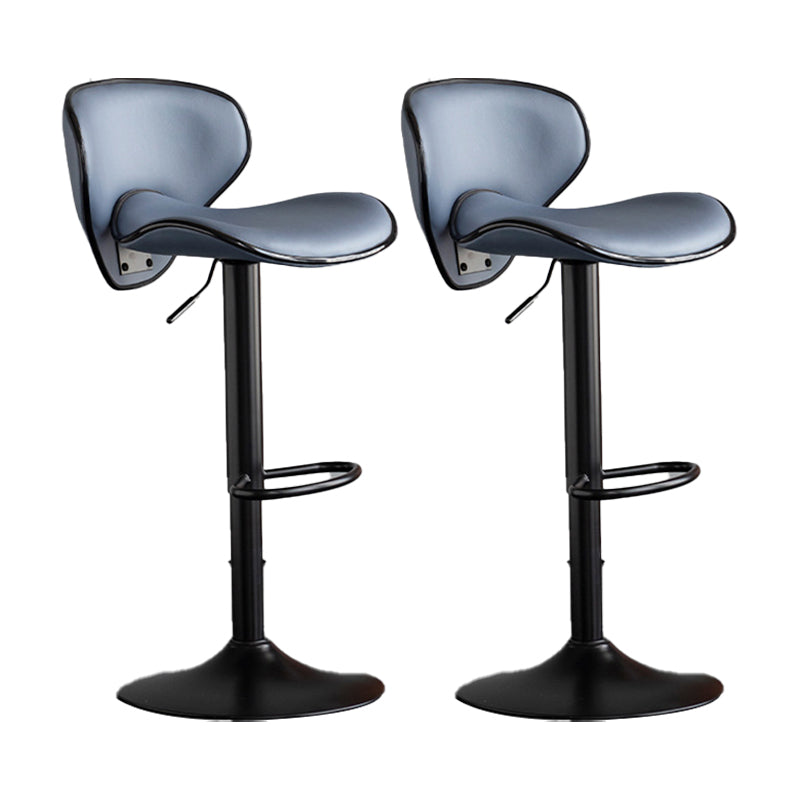 Scandinavian Metal Stool Fabric Upholstered Round Seat Counter Stool in Matte Finish Dark Blue 2 Piece Set Clearhalo 'Bar Furniture' 'Bar Stools' 'bar_stools' 'furn' 'furn_bar_stools' 'Furniture' 'Kitchen & Dining Furniture' 5947116