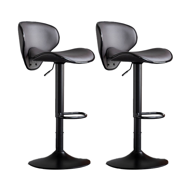 Scandinavian Metal Stool Fabric Upholstered Round Seat Counter Stool in Matte Finish Dark Gray 2 Piece Set Clearhalo 'Bar Furniture' 'Bar Stools' 'bar_stools' 'furn' 'furn_bar_stools' 'Furniture' 'Kitchen & Dining Furniture' 5947121