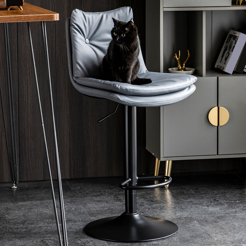 Scandinavian Metal Stool Faux Leather Upholstered Counter Stool in Matte Finish Clearhalo 'Bar Furniture' 'Bar Stools' 'bar_stools' 'furn' 'furn_bar_stools' 'Furniture' 'Kitchen & Dining Furniture' 5947252