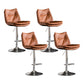 Scandinavian Metal Stool Faux Leather Upholstered Counter Stool in Matte Finish Brown Chrome 4 Piece Set Clearhalo 'Bar Furniture' 'Bar Stools' 'bar_stools' 'furn' 'furn_bar_stools' 'Furniture' 'Kitchen & Dining Furniture' 5947253