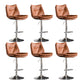 Scandinavian Metal Stool Faux Leather Upholstered Counter Stool in Matte Finish Brown Chrome 6 Piece Set Clearhalo 'Bar Furniture' 'Bar Stools' 'bar_stools' 'furn' 'furn_bar_stools' 'Furniture' 'Kitchen & Dining Furniture' 5947255