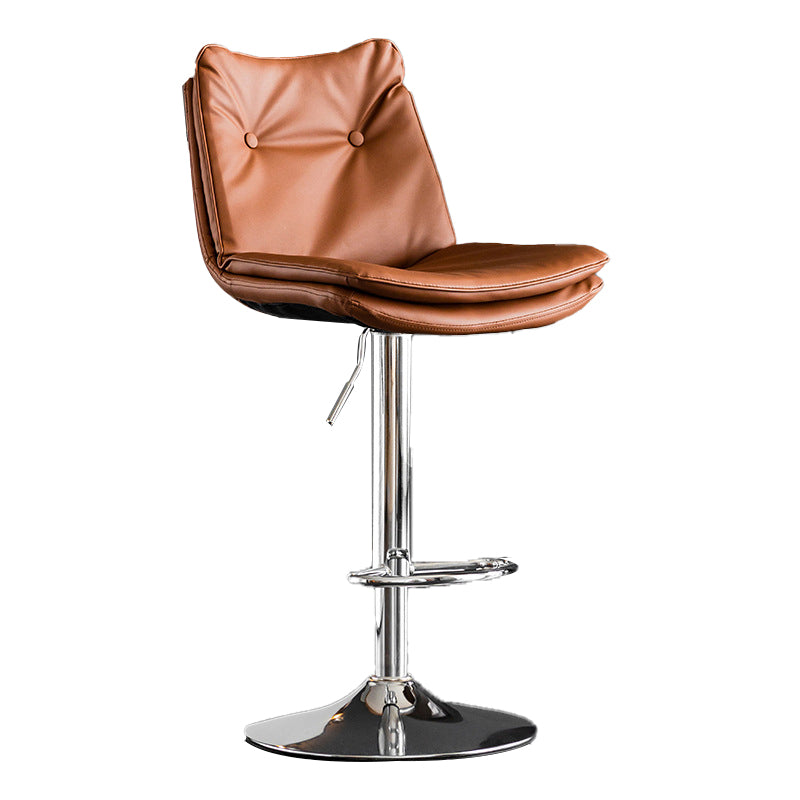 Scandinavian Metal Stool Faux Leather Upholstered Counter Stool in Matte Finish Clearhalo 'Bar Furniture' 'Bar Stools' 'bar_stools' 'furn' 'furn_bar_stools' 'Furniture' 'Kitchen & Dining Furniture' 5947258