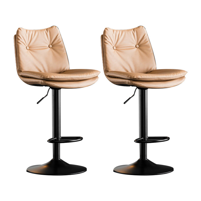 Scandinavian Metal Stool Faux Leather Upholstered Counter Stool in Matte Finish Khaki Black 2 Piece Set Clearhalo 'Bar Furniture' 'Bar Stools' 'bar_stools' 'furn' 'furn_bar_stools' 'Furniture' 'Kitchen & Dining Furniture' 5947262