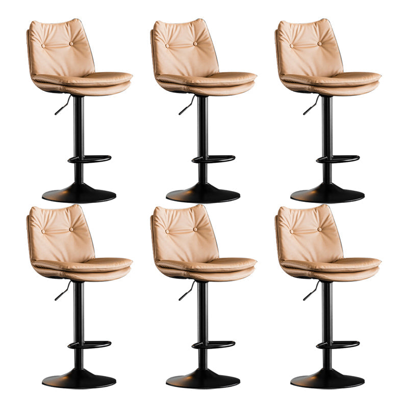 Scandinavian Metal Stool Faux Leather Upholstered Counter Stool in Matte Finish Khaki Black 6 Piece Set Clearhalo 'Bar Furniture' 'Bar Stools' 'bar_stools' 'furn' 'furn_bar_stools' 'Furniture' 'Kitchen & Dining Furniture' 5947266