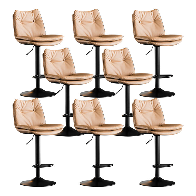 Scandinavian Metal Stool Faux Leather Upholstered Counter Stool in Matte Finish Khaki Black 8 Piece Set Clearhalo 'Bar Furniture' 'Bar Stools' 'bar_stools' 'furn' 'furn_bar_stools' 'Furniture' 'Kitchen & Dining Furniture' 5947267