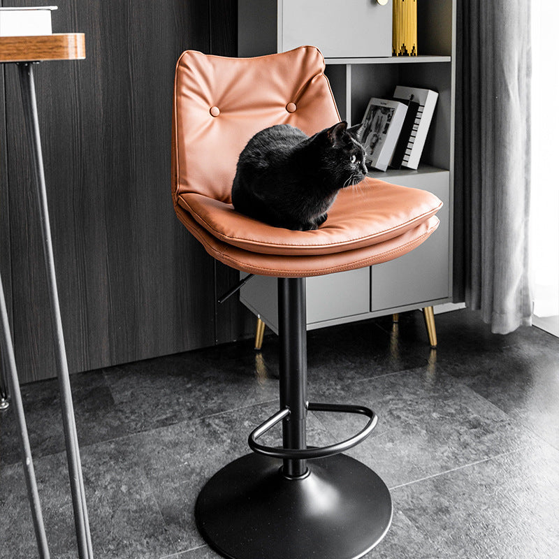 Scandinavian Metal Stool Faux Leather Upholstered Counter Stool in Matte Finish Clearhalo 'Bar Furniture' 'Bar Stools' 'bar_stools' 'furn' 'furn_bar_stools' 'Furniture' 'Kitchen & Dining Furniture' 5947268