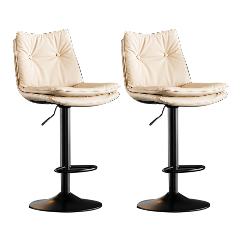 Scandinavian Metal Stool Faux Leather Upholstered Counter Stool in Matte Finish Off-White Black 2 Piece Set Clearhalo 'Bar Furniture' 'Bar Stools' 'bar_stools' 'furn' 'furn_bar_stools' 'Furniture' 'Kitchen & Dining Furniture' 5947271