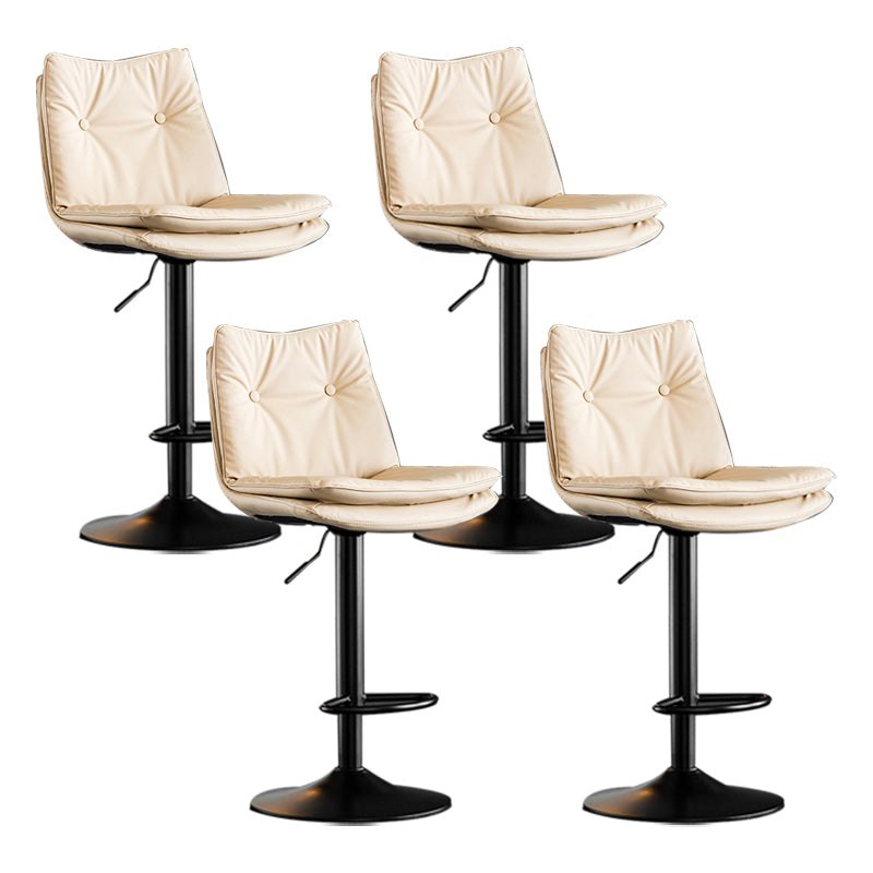 Scandinavian Metal Stool Faux Leather Upholstered Counter Stool in Matte Finish Off-White Black 4 Piece Set Clearhalo 'Bar Furniture' 'Bar Stools' 'bar_stools' 'furn' 'furn_bar_stools' 'Furniture' 'Kitchen & Dining Furniture' 5947272