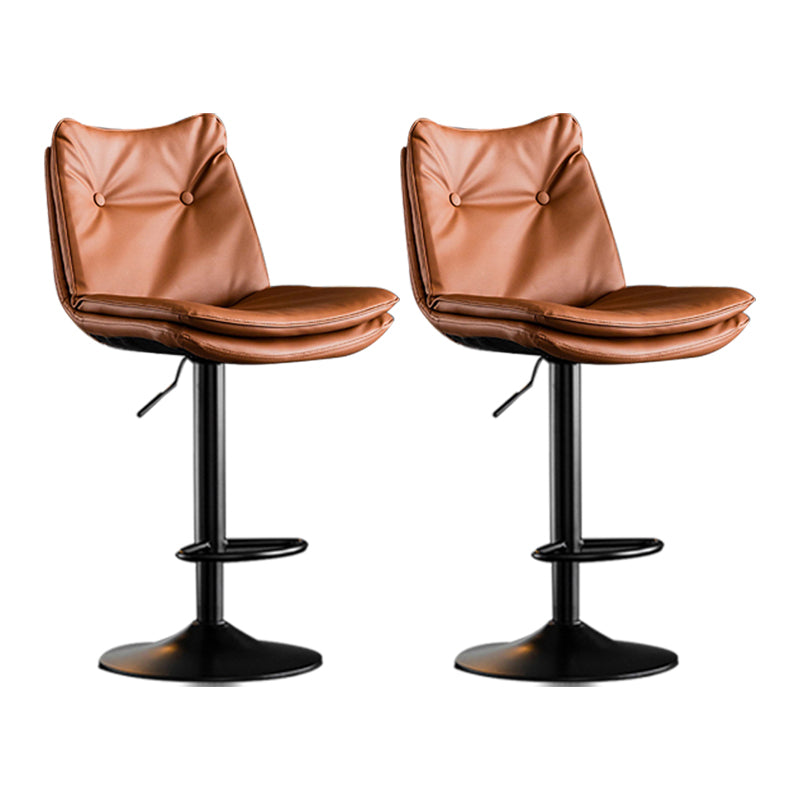 Scandinavian Metal Stool Faux Leather Upholstered Counter Stool in Matte Finish Brown Black 2 Piece Set Clearhalo 'Bar Furniture' 'Bar Stools' 'bar_stools' 'furn' 'furn_bar_stools' 'Furniture' 'Kitchen & Dining Furniture' 5947276