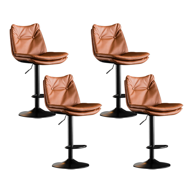 Scandinavian Metal Stool Faux Leather Upholstered Counter Stool in Matte Finish Brown Black 4 Piece Set Clearhalo 'Bar Furniture' 'Bar Stools' 'bar_stools' 'furn' 'furn_bar_stools' 'Furniture' 'Kitchen & Dining Furniture' 5947277