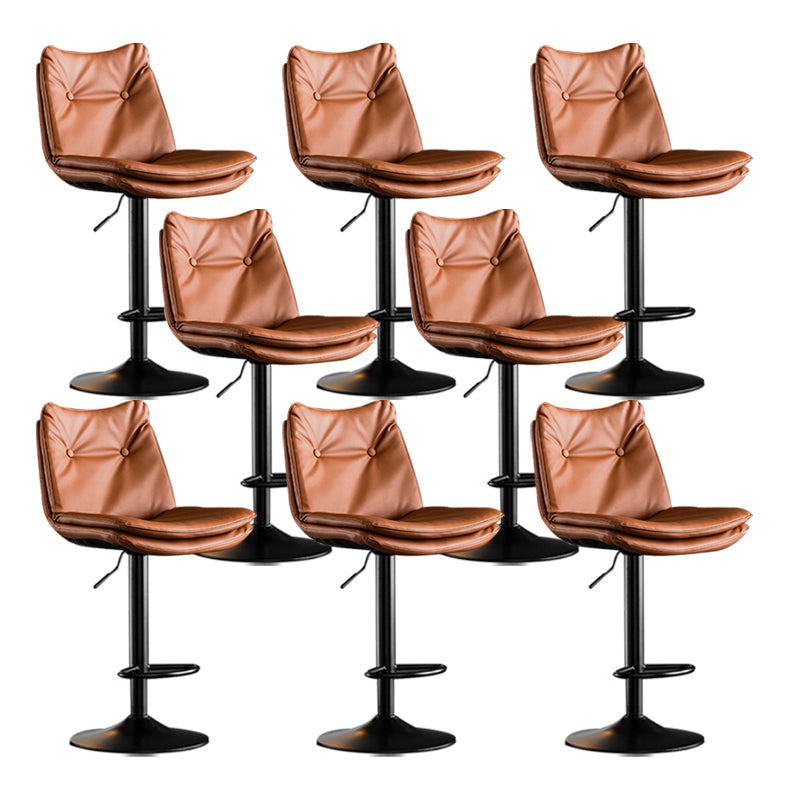 Scandinavian Metal Stool Faux Leather Upholstered Counter Stool in Matte Finish Brown Black 8 Piece Set Clearhalo 'Bar Furniture' 'Bar Stools' 'bar_stools' 'furn' 'furn_bar_stools' 'Furniture' 'Kitchen & Dining Furniture' 5947279
