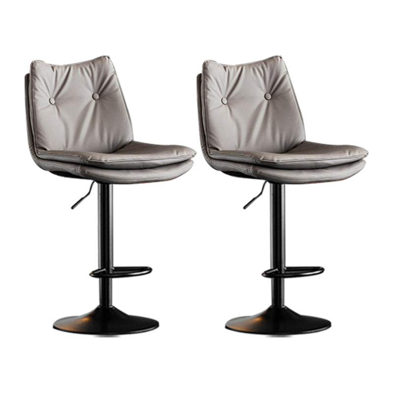 Scandinavian Metal Stool Faux Leather Upholstered Counter Stool in Matte Finish Grey Black 2 Piece Set Clearhalo 'Bar Furniture' 'Bar Stools' 'bar_stools' 'furn' 'furn_bar_stools' 'Furniture' 'Kitchen & Dining Furniture' 5947281