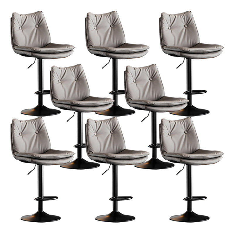 Scandinavian Metal Stool Faux Leather Upholstered Counter Stool in Matte Finish Grey Black 8 Piece Set Clearhalo 'Bar Furniture' 'Bar Stools' 'bar_stools' 'furn' 'furn_bar_stools' 'Furniture' 'Kitchen & Dining Furniture' 5947284