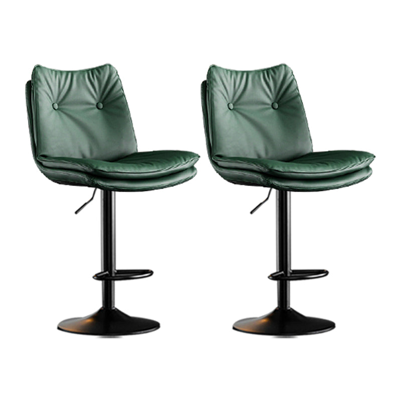Scandinavian Metal Stool Faux Leather Upholstered Counter Stool in Matte Finish Green Black 2 Piece Set Clearhalo 'Bar Furniture' 'Bar Stools' 'bar_stools' 'furn' 'furn_bar_stools' 'Furniture' 'Kitchen & Dining Furniture' 5947286