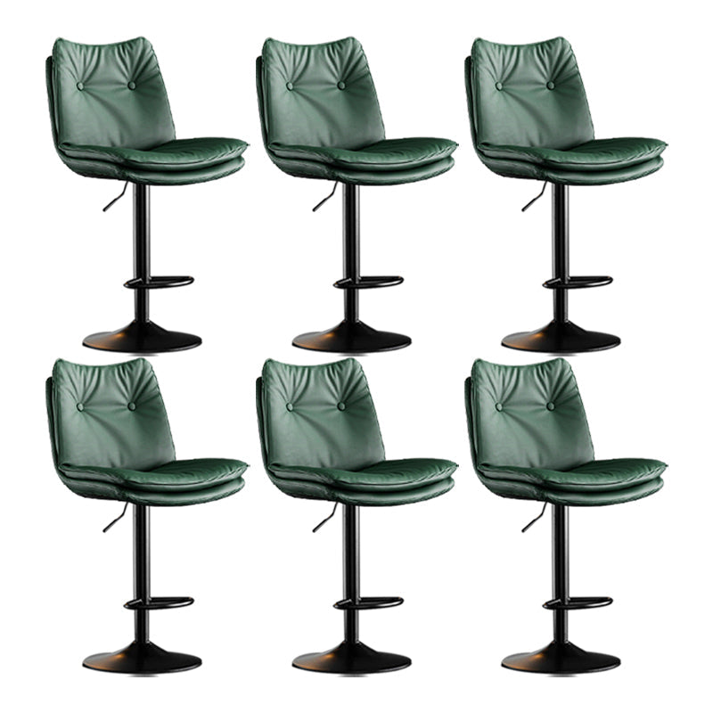 Scandinavian Metal Stool Faux Leather Upholstered Counter Stool in Matte Finish Green Black 6 Piece Set Clearhalo 'Bar Furniture' 'Bar Stools' 'bar_stools' 'furn' 'furn_bar_stools' 'Furniture' 'Kitchen & Dining Furniture' 5947288