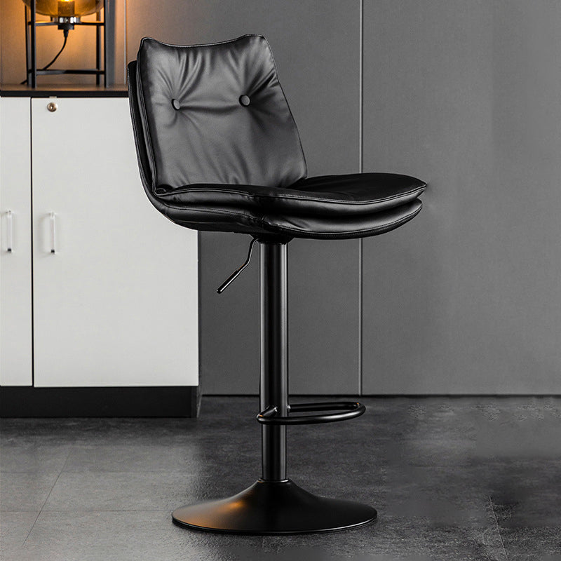 Scandinavian Metal Stool Faux Leather Upholstered Counter Stool in Matte Finish Black Black 1 Piece Clearhalo 'Bar Furniture' 'Bar Stools' 'bar_stools' 'furn' 'furn_bar_stools' 'Furniture' 'Kitchen & Dining Furniture' 5947290