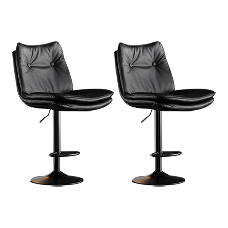 Scandinavian Metal Stool Faux Leather Upholstered Counter Stool in Matte Finish Black Black 2 Piece Set Clearhalo 'Bar Furniture' 'Bar Stools' 'bar_stools' 'furn' 'furn_bar_stools' 'Furniture' 'Kitchen & Dining Furniture' 5947291