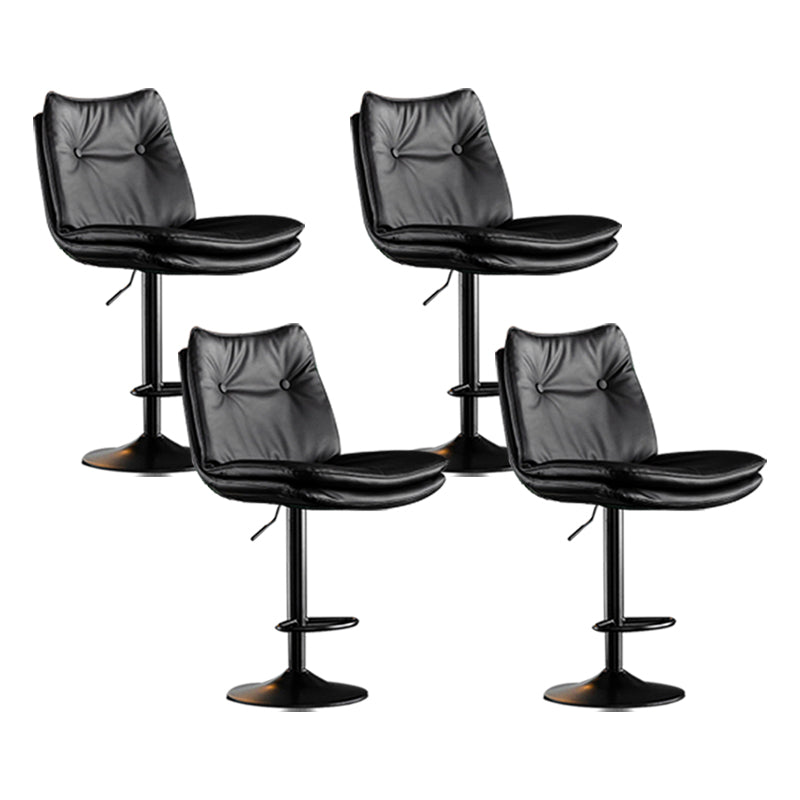 Scandinavian Metal Stool Faux Leather Upholstered Counter Stool in Matte Finish Black Black 4 Piece Set Clearhalo 'Bar Furniture' 'Bar Stools' 'bar_stools' 'furn' 'furn_bar_stools' 'Furniture' 'Kitchen & Dining Furniture' 5947292