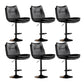 Scandinavian Metal Stool Faux Leather Upholstered Counter Stool in Matte Finish Black Black 6 Piece Set Clearhalo 'Bar Furniture' 'Bar Stools' 'bar_stools' 'furn' 'furn_bar_stools' 'Furniture' 'Kitchen & Dining Furniture' 5947293