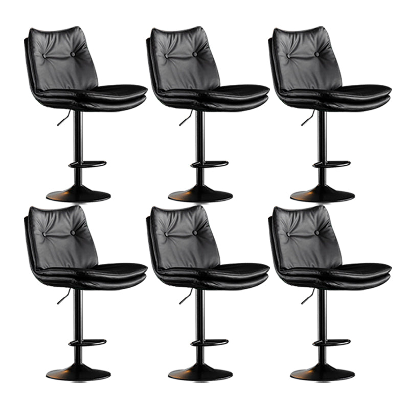 Scandinavian Metal Stool Faux Leather Upholstered Counter Stool in Matte Finish Black Black 6 Piece Set Clearhalo 'Bar Furniture' 'Bar Stools' 'bar_stools' 'furn' 'furn_bar_stools' 'Furniture' 'Kitchen & Dining Furniture' 5947293