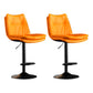 Scandinavian Metal Stool Faux Leather Upholstered Counter Stool in Matte Finish Orange Black 2 Piece Set Clearhalo 'Bar Furniture' 'Bar Stools' 'bar_stools' 'furn' 'furn_bar_stools' 'Furniture' 'Kitchen & Dining Furniture' 5947296